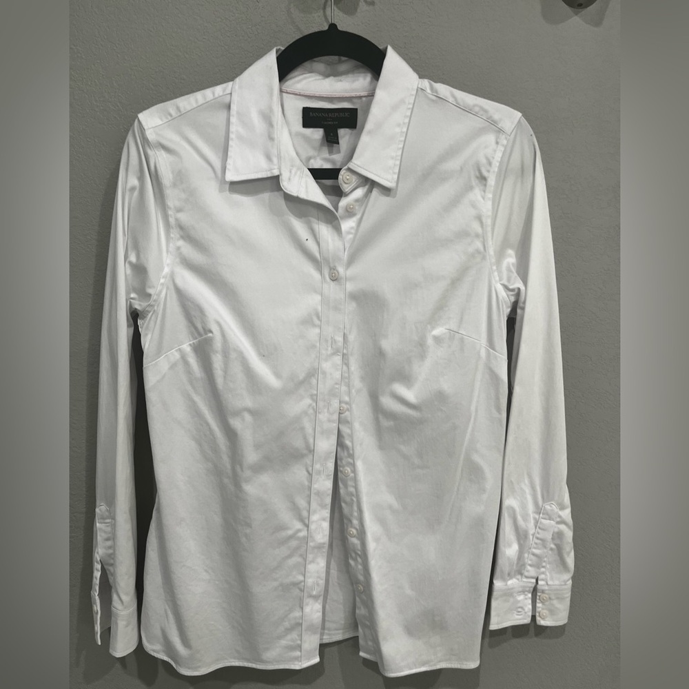 Ann Taylor White Dress Shirt Crisp Formal Style